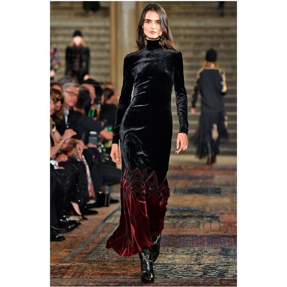 Ralph Lauren Collection Turtleneck Velvet Dress Runway Long Gown Anniversary 4 - Picture 5 of 14